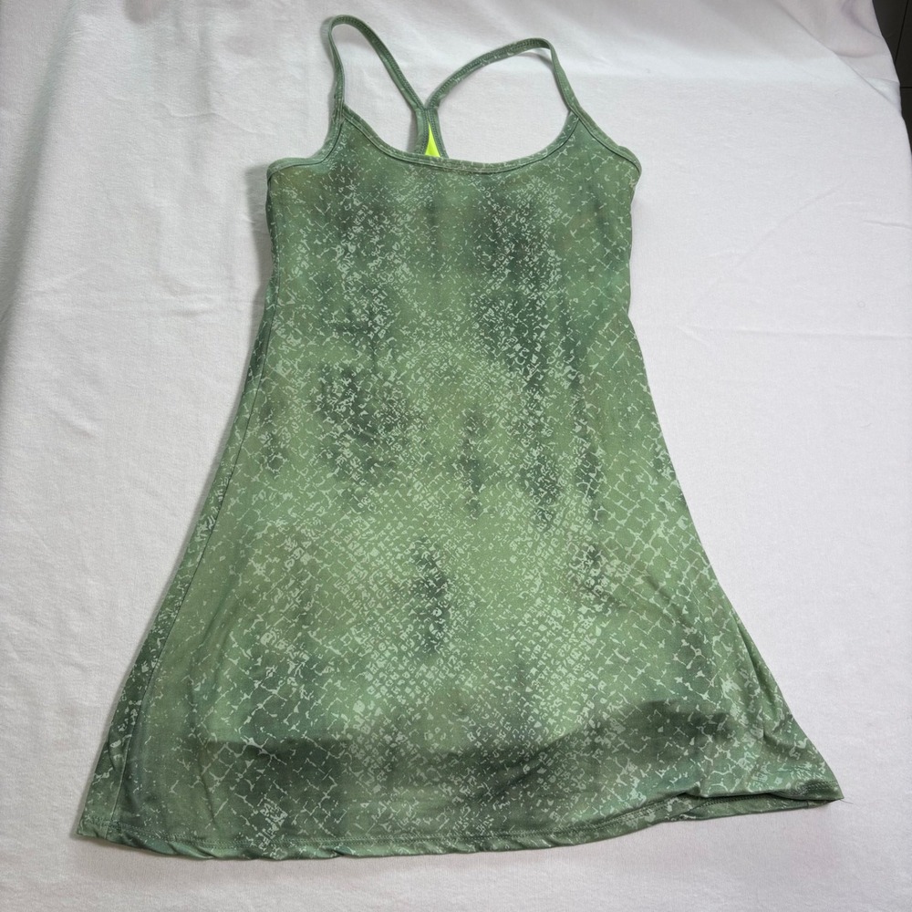 EVCR, Active Dress with Built-in Shorts, Green Snakeskin, Size S, MSRP $48
